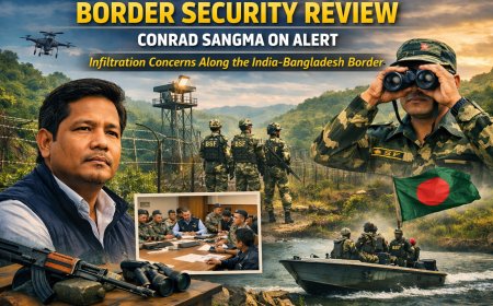 Conrad Sangma Reviews Border Security Amid Fresh Infiltration Alerts Along Meghalaya–Bangladesh Border.